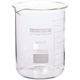 Cole Parmer Elements Low Form Beaker Glass 1000 ML 6 Pk