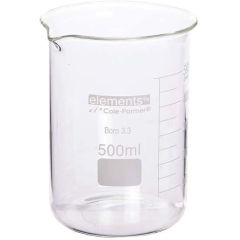 Cole-Parmer elements Low-Form Beaker, Glass, 600 mL, 8/pk