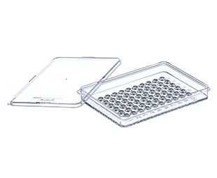 TERASAKI-PLATE, 60 WELL, PS, 83,3/58 MM, CLEAR, TC, WITH LID, 120 PCS./BAG