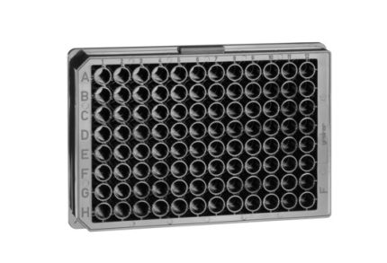 PP Microplate, 96 well, solid F-bottom (flat), chimney well, black, 100pcs/case