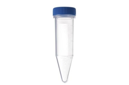 Reaction tube 5 mL, PP, natural, conical, blue screw cap separate, graduated, sterile