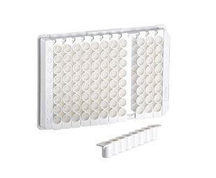 STRIP PLATE, 12xF8, PS, F-BOTTOM, WHITE, LUMITRAC, HIGH BINDING,