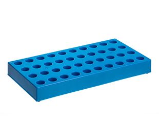 Cryovial support rack, polycarbonate, blue color, 100(W)x200(L)x22(H)mm