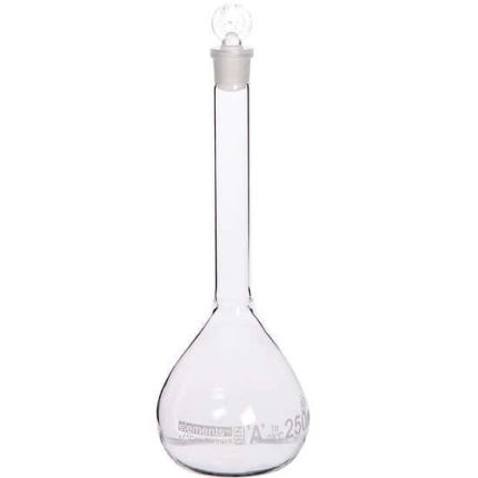 Cole-Parmer elements Volumetric Flask, Glass, with Glass Stopper, 250 mL, 2/pk