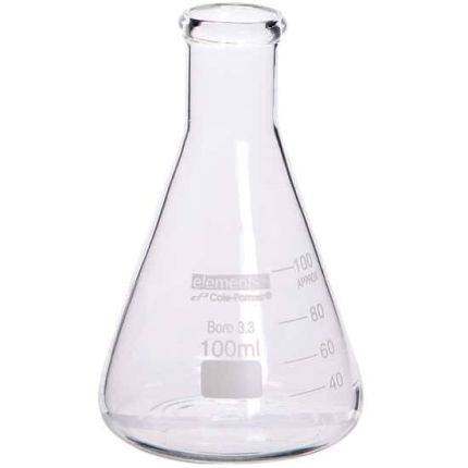 Cole-Parmer elements Erlenmeyer Flask, Glass, 100 mL, 12/pk