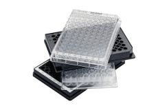 Microplate 96/F-PP, black wells, border color white, PCR clean, 80 plates (5 bags of 16)