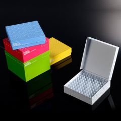 Cryogenic Boxes, 81 Well, Polycarbonate, Assorted Colours 1/2ml CryoVials, 5 Racks/Strip