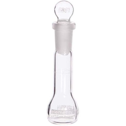 Cole-Parmer elements Volumetric Flask, Glass, with Glass Stopper, 2 mL, 10/PK