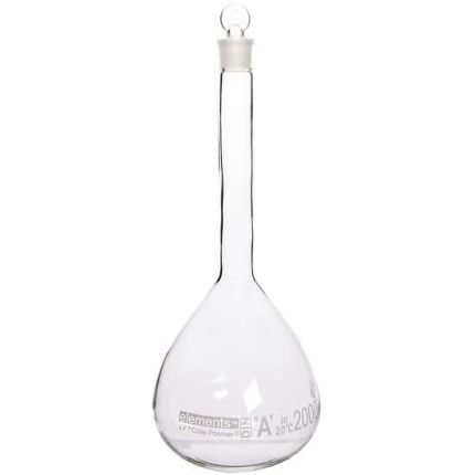 Cole-Parmer elements Volumetric Flask, Glass, with PE Stopper, 5000 mL, 1/pk
