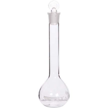 Cole-Parmer elements Volumetric Flask, Glass, with PE Stopper, 50 mL, 2/pk