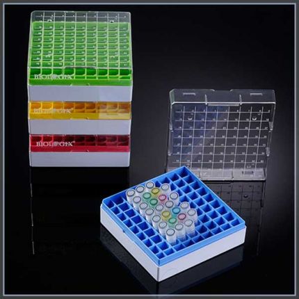 Cryogenic Storage Boxes, Assorted Colors, 1/2ml CryoVials, 5 Racks/Strip