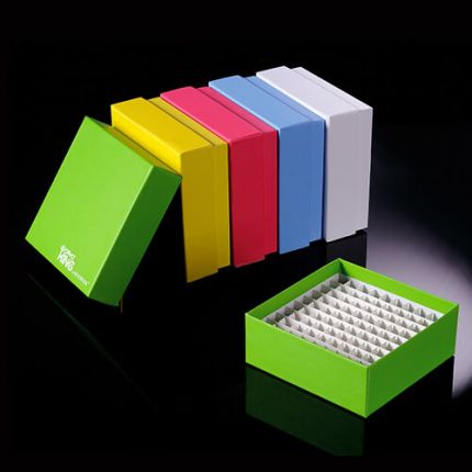 Premium Cardboard Freezer Boxes with Matte Coating, 2in, 100 Well, Assorted Colours, 