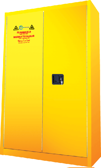 Safety storage flammable cabinet (45 US gallon). 3 adj. shelves.